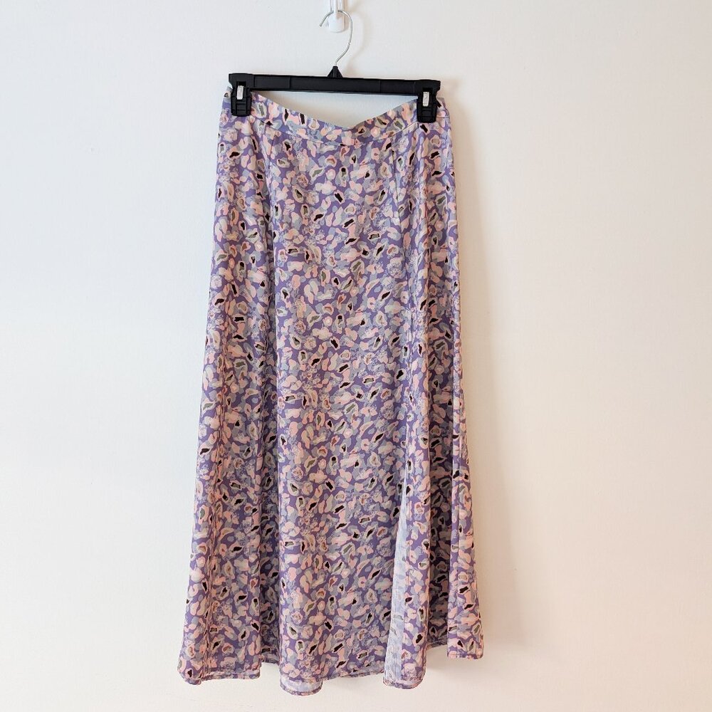 Resa Purple Leopard Print Midi Skirt
